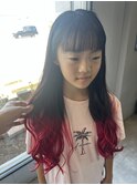 キッズカット×グラデーションカラー×ボルドー/福井