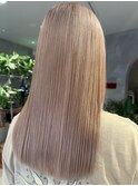 艶髪ハイトーンロングヘアミルクティーベージュ酸性ストレート