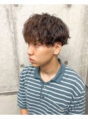 波巻きパーマメンズツイストスパイラルパーマツーブロック