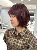 カシスレッドに合わせたデザインボブ
