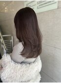 明るめココアベージュ ワンカール レイヤーカット