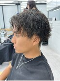 刈り上げセンターパート/ニュアンスパーマ/波巻き
