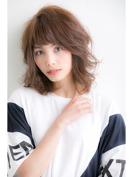 リヴィエラ 巣鴨店(Riviera) ひし形シルエットデジタルパーマブルージュカラー外ハネ