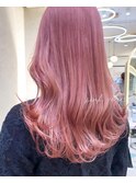 ピンクカラー　ゆるふわミディアム