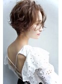大人可愛い 前髪なしショート ショコラベージュ 20代30代40代f02