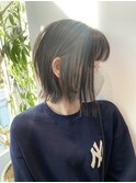 韓国外ハネ切りっぱなしボブ ストレート黒髪艶髪20代30代