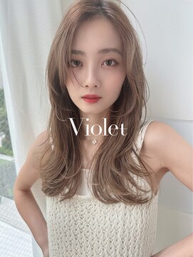 バイオレットジェム(Violet`jem) ブリーチなし春ベージュ外ハネシースルーロングレイヤーカット