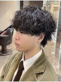 波巻きスパイラルパーマウルフカットツイストパーマメンズパーマ