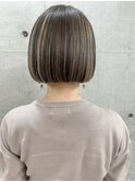 アンブレラカラー30代40代切りっぱなしボブインナーブリーチ