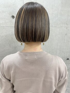ヘアー アイス 御器所本店(HAIR ICI) アンブレラカラー30代40代切りっぱなしボブインナーブリーチ