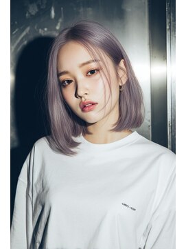 ボブシルバーアッシュハイトーンブリーチカラー所沢ケアブリーチ