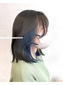 インナーカラー/ディープブルー/×アッシュブラウン