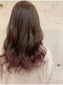 【白鳥未来】ロングヘア×裾カラーピンクパープル