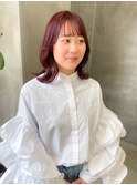 暖色　レッドカラー　赤髪　ピンク　ピンクカラー　ミディアム
