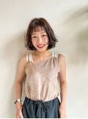 【セロ姫路】シースルーバング_無造作カールのミディアムボブ