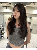 韓国ヘアグレージュカラーブリーチ無し髪質改善イヤリングカラー