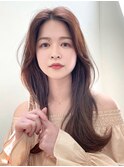 韓国女神ヘア/オリーブグレージュ/レイヤーカット/ワンレン