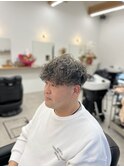 メッシュスパイラルツイストパーマメンズショートスキンフェード
