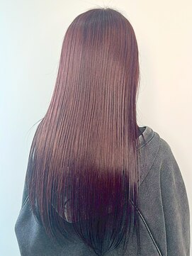 ストレートロング/ツヤ髪ピンクブラウン