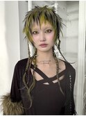 レイヤーハイレイヤーウルフカットデザインカラーブロックカラー