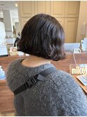 切りっぱなしボブ×パーマ