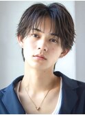 フェザーショートコンマバングフェザーパーマセンターパート