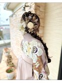 サイド編み下ろしの飾り盛り