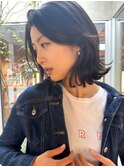 レイヤーミディアム/外ハネ/アッシュカラー/20代/30代