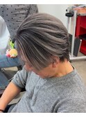 ホワイトシルバーバレイヤージュツーブロセンターパート