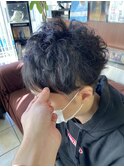 フロントストレートパーマ風スタイル【ツーブロック×刈り上げ】