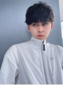 メンズカットツイストスパイラル波巻き眉カットツーブロック