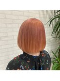 10代20代ペールトーンピンクオレンジ小顔カットボブ