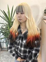 ラニヘアサロン(lani hair salon)&nbsp;ブロンド×ブラック×オレンジ/裾カラー/キツネカラー/デザイン