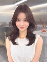 マウルルナ(MAEUL luna)&nbsp;小顔レイヤー　顔まわり　黒髪　オリーブグレー　ココアベージュ