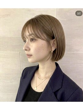 キミトヘアデザインアンドスパ(Kimito Hair design&spa) 髪質改善×切りっぱなしボブ|シースルーバング×コンパクトボブ