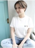 天神【BIRTH】ミントベージュ×前髪なしショートの涼しげヘア