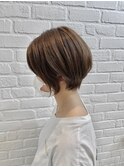 30代40代50代丸みショートボブベージュカラー☆ハンサムショート