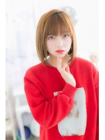 ミック ヘアアンドビューティー 大山店(miq Hair&Beauty) ミルクティーカラー内巻きワンカール切りっぱなしボブa1