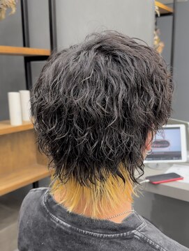 オーバルバイアピッシュ(OVARL by apish) デザインカラーの縦落ちウルフ