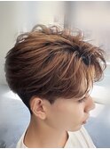韓国へアカルマパーマワックスなしセンターパート黒髪ウルフ