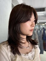 小顔カット顔まわりレイヤーカットミディアムヘアブリーチなし