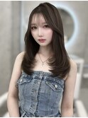 ワンホンヘア ハッシュカット 透明感オリーブグレージュ 韓国