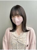 くびれミディアムヘア/暗髪グレーベージュカラー/レイヤーロング