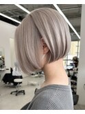 保存必須【海外風ハイトーンボブ】ミルクティーグレージュカラー
