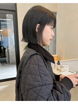 スニュウ(snuw)&nbsp;切りっぱなしボブ小顔カットグレージュマロンベージュ