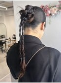 編み込み×お団子で大人クールなまとめ髪