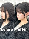 前髪顔まわり韓国ヘアレイヤーカットサイドバンク2wayバンク韓国