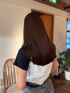 グロスシーループユナイテッド(GROSS C-LOOP UNITED) くびレイヤーグレーベージュブラウンオリーブミディアムロング