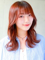 ガリカ 横浜(Gallica)&nbsp;ゆる巻きセミロング×シースルーバング×暖色系オレンジブラウン