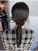 【ローポニーテール】結婚式銀座お団子カチモリタイトヘアセット